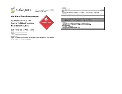 3785 mL Ndc: 79975-012-05 (Gel Hand Sanitizer Sample Label)